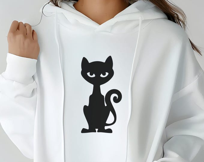 Mystical Black Cat, Black cat, cat lover sweatshirt, gothic cat clothing, feline fashion, cute cat hoodie, cozy cat pullover, pet lover gift
