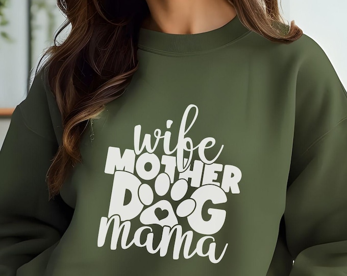 Wife Mother Dog Mama, dog mama shirt, dog mom gift, dog lover apparel, wife gift, fur mama shirt, proud dog mom gift, dog life shirt