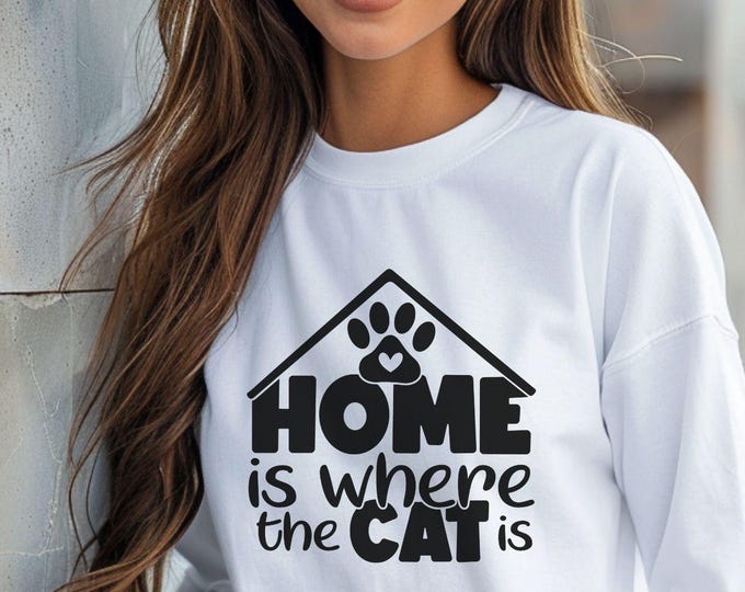Home Is Where the Cat Is Shirt, cat mom gift, cat lover shirt, funny cat shirt, cat rescue shirt, cat adoption gift, Cat Dad Shirt