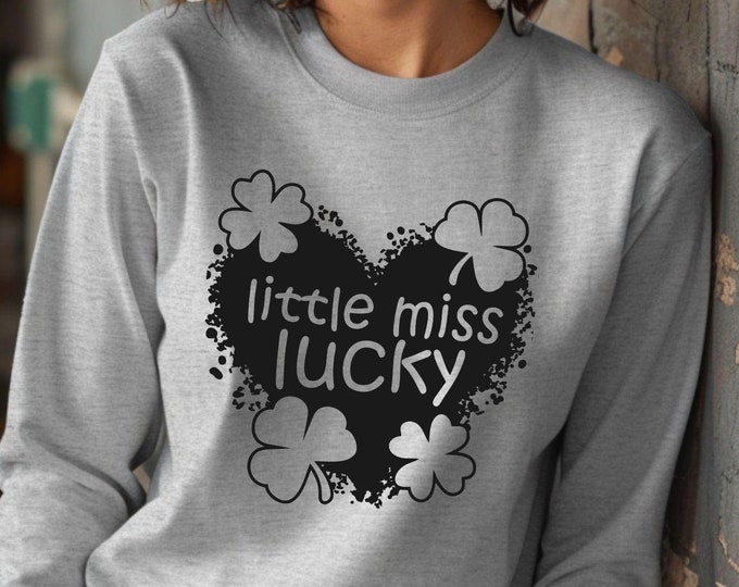 Little Miss Lucky, St. Patrick’s Day sweatshirt, Irish pride sweater, shamrock sweatshirt, lucky clothing, Irish apparel, Daughter clothing