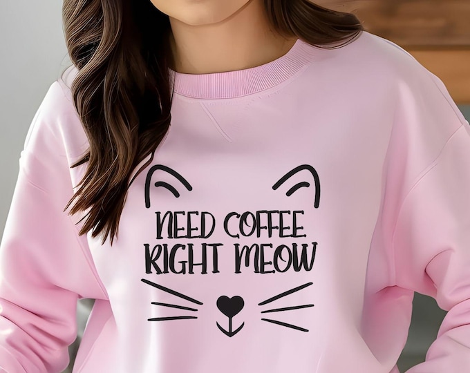 Need Coffee Right Meow, cat lover gift, cat mom, cat lover shirt, caffeine cat humor, funny coffee shirt, Cat Lovers Club, pet lover apparel