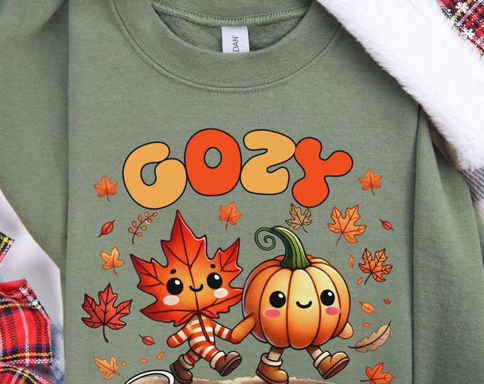 Cozy Season Sweatshirt | Cute Fall Leaf and Pumpkin Design | Autumn Cozy Sweater for All Ages