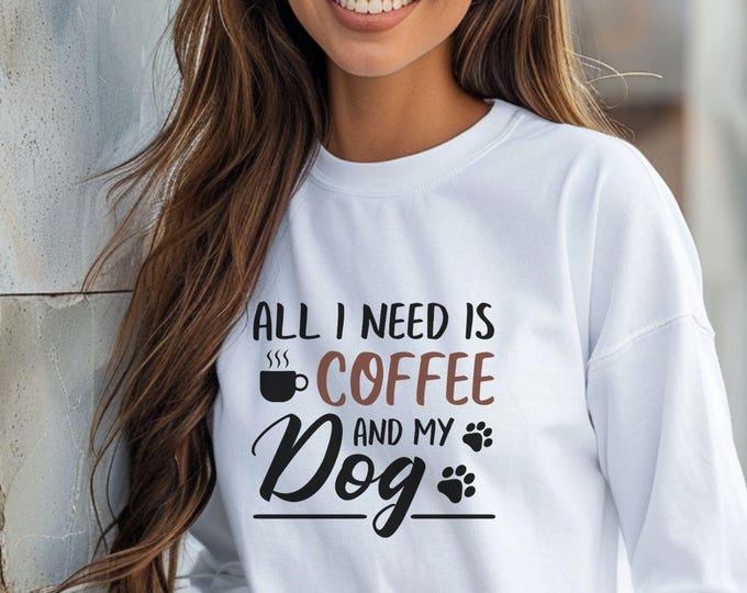 All I Need is Coffee and My Dog, Pet lover shirt, dog mom shirt, dog lover tee, minimalist design, animal rescue shirt, pet adoption gift