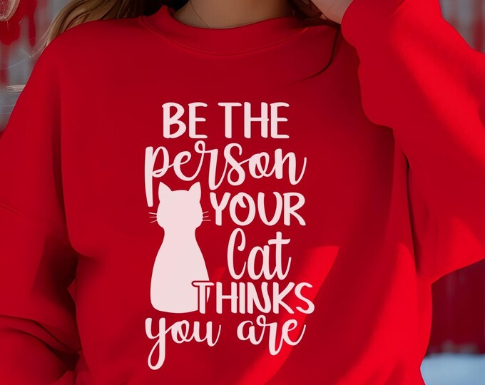 Be The Person Your Cat Thinks You Are, inspirational gift, cat mom shirt, pet lover hoodie, funny cat gift, cute feline hoodie, cat mom life