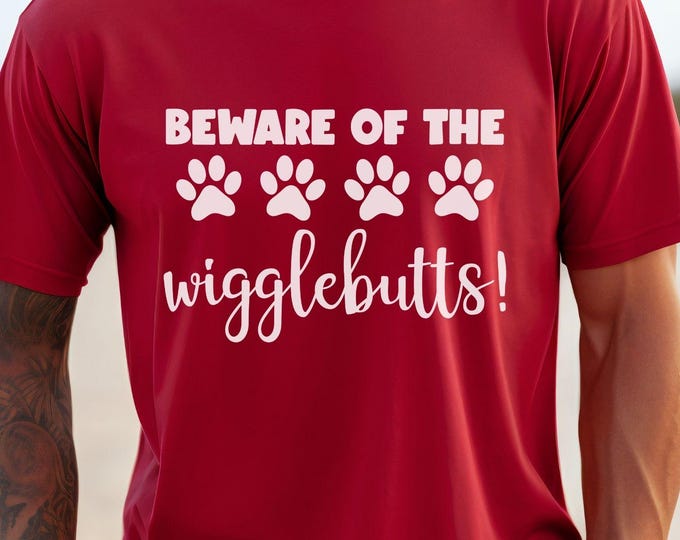 Beware of the Wigglebutts, Pet lover shirt, dog mom shirt, dog lover tee, minimalist design, animal rescue shirt, pet adoption gift
