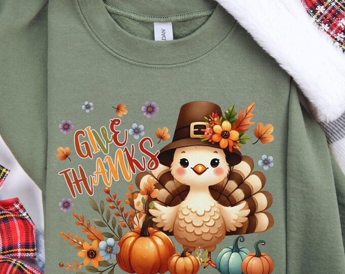 Give Thanks Sweatshirt, Thanksgiving shirt, Family shirt, Grateful thought, Family gathering, Autumn gratitude, Thoughtful family apparel