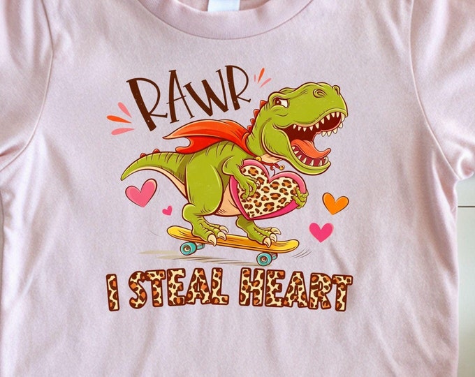 Rawr I Steal Hearts, Valentine's kids shirt, Valentine shirt, Valentine's clothing, toddler shirt, Valentine's Day apparel, Valentine's gift