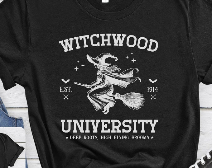 Witchwood University, Graphic shirt, Spooky shirt, University shirt, Horror lover gift, Novelty shirt, Horror shirt, School shirt