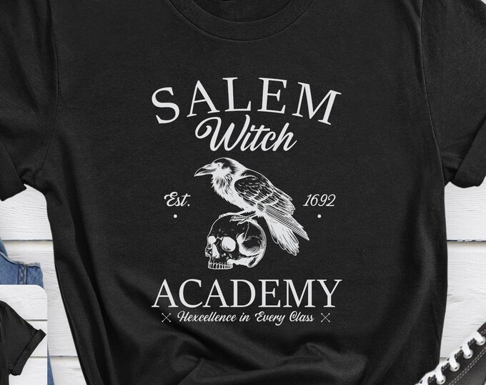 Salem Witch Academy, Graphic shirt, Spooky shirt, University shirt, Horror lover gift, Novelty shirt, Horror shirt, School shirt, Sweatshirt