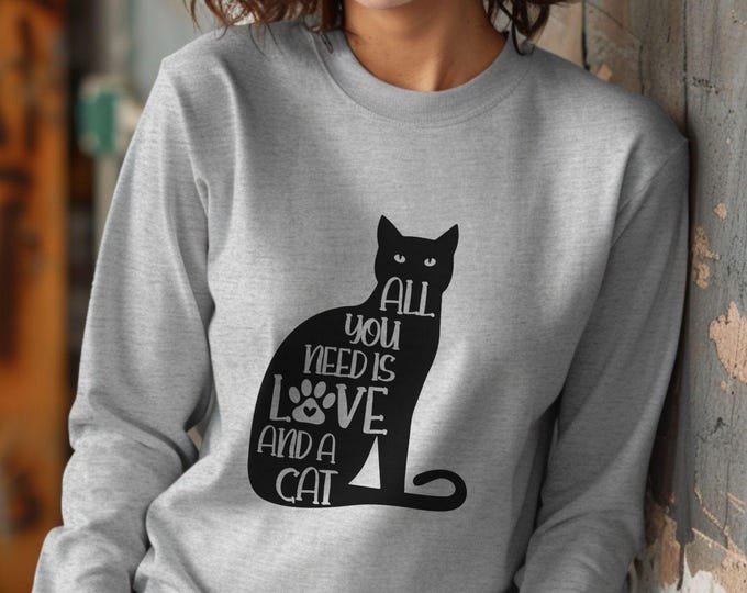 All You Need is Love and a Cat, Cat lover hoodie, cat mom shirt, pet lover hoodie, funny cat gift, cute feline hoodie, cat mom life, Pet