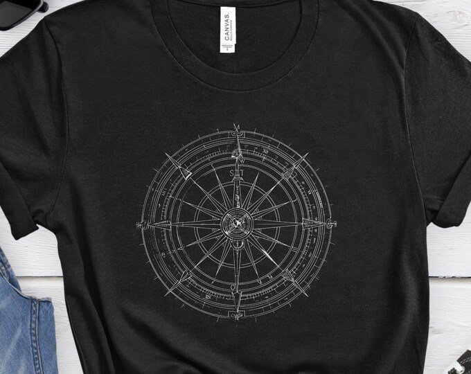 Vintage Compass Shirt, Outdoor Shirt, Sailing Compass Graphic, Camping Shirts, Adventure Shirts, Nature Shirt, Camping Gift, Summer Camp