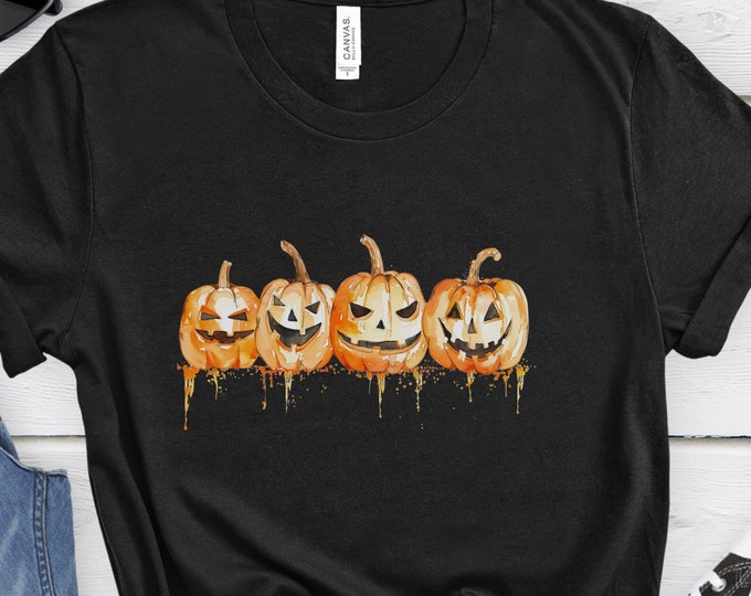 Whimsical Watercolor Jack-o'-Lanterns, Graphic Shirt, Spooky Shirt, Halloween Shirts, Fun Graphic Shirt, Funny Men Shirt, Funny Women Shirt