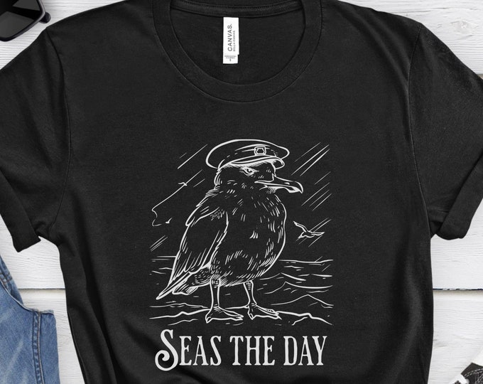 Seas the day, Graphic Shirt, Beach Shirt, Funny Inspiration Shirt, Vacation Shirt, Vacation Gift, Gift for Beach Lover, Bird Lover Shirt