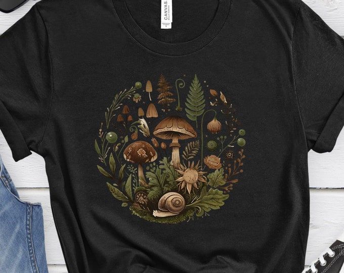 Forest Floor Wonders, Mushroom Shirt, Fern design Shirt, Outdoor Shirt, Goblincore , Nature lover Gift, Forest Floor Shirt, Nature Lover Tee