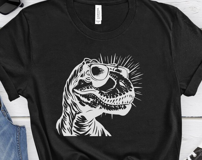 Sunglasses Tyrannosaurus, Graphic Tee, Funny Shirt, Dinosaur Tshirt, Cool Graphic Shirts, Novelty Shirt, Teacher Shirt, Comet Shirt