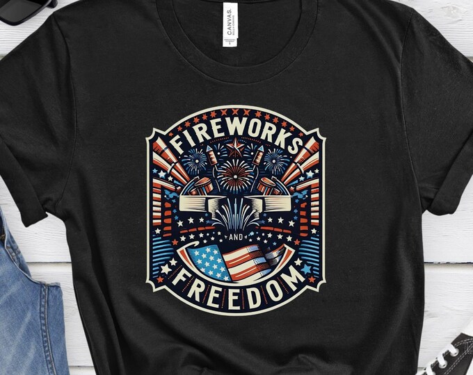 Fireworks and Freedom, Independence Day Tee, Patriotic Shirt, Memorial Day Shirt, Fourth of July Shirt, Summer Shirt, USA Shirt, USA Gift