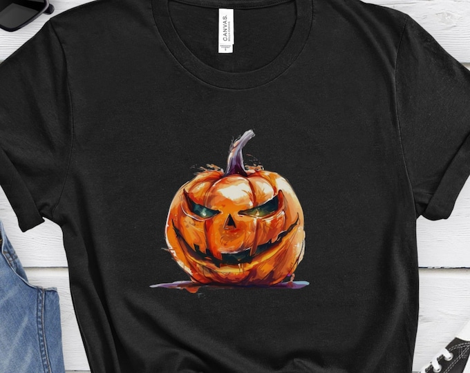Frightening Watercolor Jack-o'-Lantern, Graphic Shirt, Spooky Shirt, Halloween Shirts, Fun Graphic Shirt, Funny Men Shirt, Funny Women Shirt