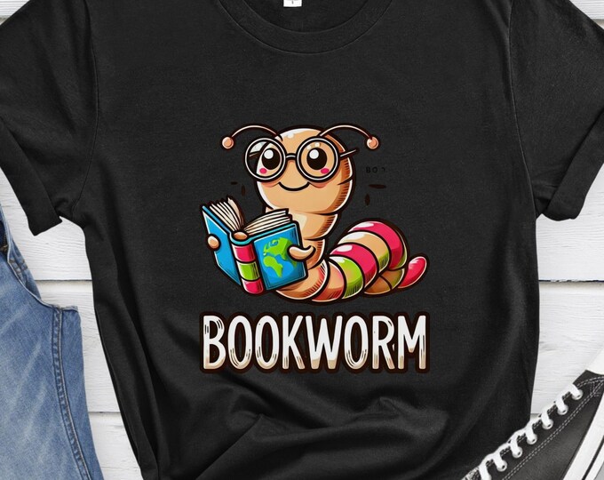 Bookworm, Cute Reading Shirt, Graphic Shirt, Book Lover Shirt, Fun Design, Reading Apparel, Bookworm Gift, Book Club Shirt, Colorful Shirt