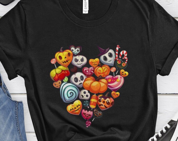 Halloween Candy Heart, Halloween Shirt, Teacher Shirt, Gift For Her, Graphic Tee, Teacher Gift, Social Worker Gift, Novelty shirt, Nostalgia