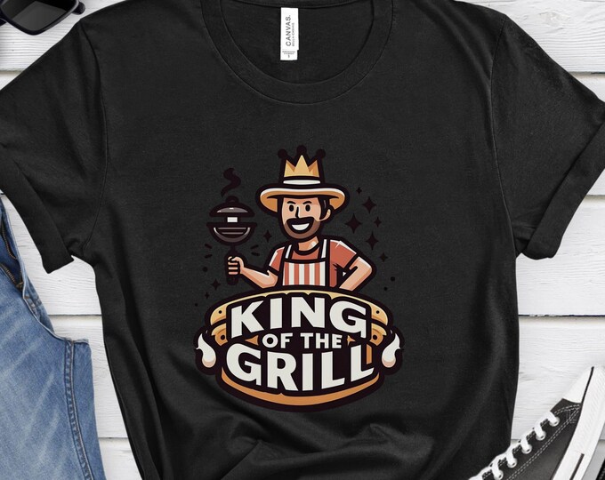 King of the Grill, BBQ Grilling Shirt, Grill Master Shirt, Barbecue Shirt, Father's Day Gift, Graphic Shirt, Chef Apparel, Summer Cookout