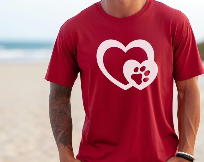 Heart & Paw Print, Pet lover shirt, dog mom tee, cat lover tee, minimalist design, animal rescue shirt, pet adoption gift, dog owner apparel