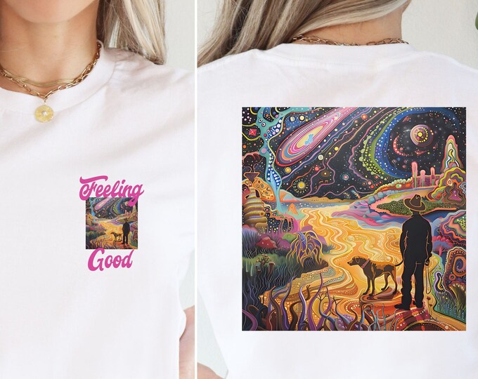 Psychedelic Landscape, Vintage Shirt, Groovy Shirt, Pet Lover Gift, Retro Shirt, Wanderlust Shirt, Dog Owner Shirt, Graphic Tee, Feel Good