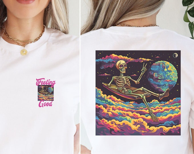 Psychedelic Outer Space, Cool Graphic, Vintage, Graphic Tee, Funny Shirt, Funny Spooky Shirt, Skeleton Shirt, Outer space, Brighten Your Day