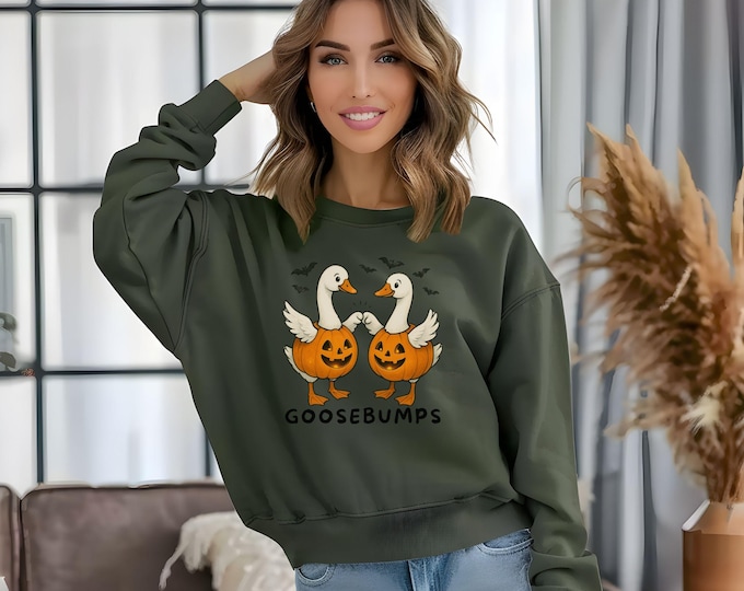 Goosebumps, cozy fall sweatshirt, autumn humor shirt, Halloween shirt, pumpkin sweater, cute spooky season, funny animal outfit