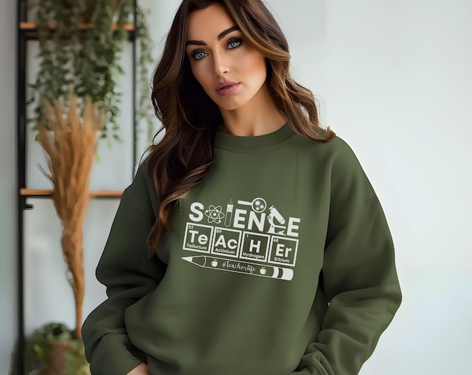 Science Teacher, STEM teacher gift, back to school, classroom crewneck, educator apparel, nerdy sweater, biology teacher, chemistry teacher