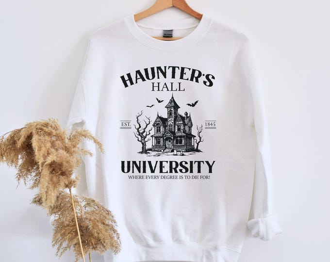 Haunter's Hall University, Graphic shirt, Spooky shirt, University shirt, Horror lover gift, Novelty shirt, Horror shirt, School shirt