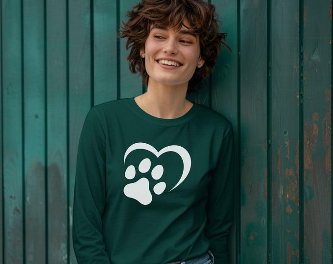 Heart & Paw Print, Pet lover shirt, dog mom shirt, cat lover tee, minimalist design, animal rescue shirt, pet adoption gift, Cat Lover Gift