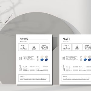 Cartes d'information sur les meilleurs hommes et garçons d'honneur | Modèle de mariage numérique personnalisable