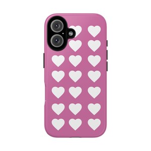 Cute Heart Pattern Phone Case, Tough Phone Cases, Valentine&#39;s Gift, Girly Phone Cover, Pink Love Design, Trendy Cell Accessories