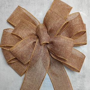 Burlap Wreath Bow Rustic Wedding pew bows Christmas Tree Topper Bow Xmas decor Wedding bow pew church aisle bows chair bridal