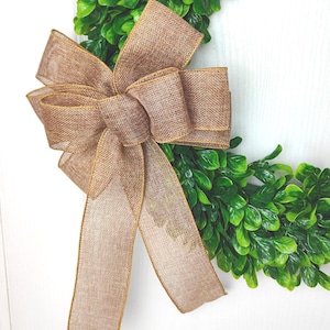 Burlap Wreath Bow Rustic Wedding pew bows Christmas Tree Topper Bow Xmas decor Wedding bow pew church aisle bows chair bridal