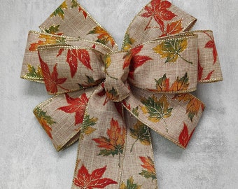 Orange Brown Bow Autumn Wreath Bow Leaves Bows Lantern Bow Fall Gift Thanksgiving Bows Decorations Winter Large Bow