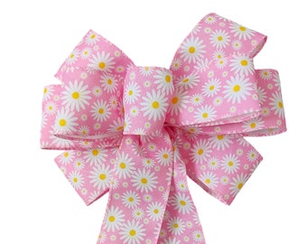 Regalo di fiocchi floreali con fiocco floreale con fiocco decorativo con fiocco di ghirlanda rosa e fiore margherita
