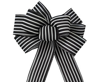 Black White Stripe Wreath Bow Halloween Decorative Bows Lantern Christmas Black white bow