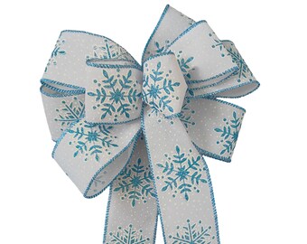 Noeud de couronne de Noël flocon de neige bleu et blanc Noeuds décoratifs noeuds de lanterne cadeau Noeuds de Noël décorations de Noël