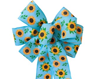 Regalo di fiocchi di nozze con fiocco di lanterna con fiocco decorativo con fiocco di ghirlanda di girasole giallo blu