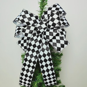 Black White Wreath Bow Christmas Tree Topper Decorative Bows Lantern Christmas Black white bow decorations Halloween