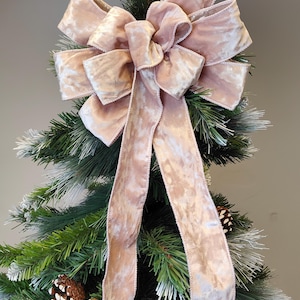 Ligh Pink Velvet Bow Wreath Christmas Tree Topper Bow Lantern Christmas bow Xmas decorations Wedding