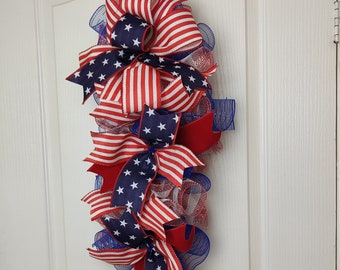 Patriotic Wreath, 4th July Wreath , Patriotic Swag door, Memorial day Wreath, 4th of July Centerpiece, Veterans Day Wreath, Patriotic Flag