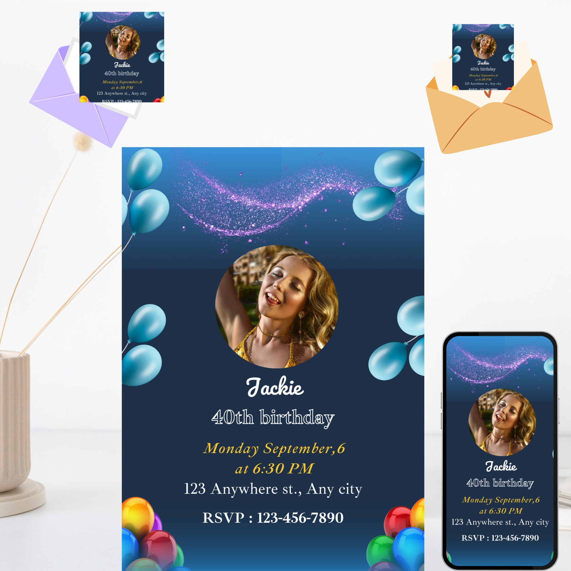 Digital Birthday Invitation | Template | Modern Design | Electronic ...