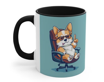 Boss Day Mug | Corgi Mug | Dog Mug | Best Boss Mug | Blue Mug | Coffee Mug | Accent Coffee Mug |11oz