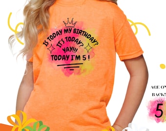 Girl's birthday t-shirt, Personalized girl's birthday t-shirt, Fifth birthday