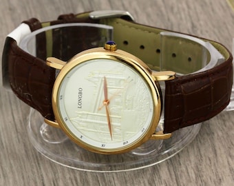Longbo 80035g orologio da polso unisex al quarzo con vetro minerale, completamente funzionante, quadrante gradevole.