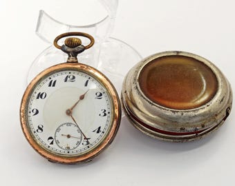 Vintage Junghans Silver 0.800 Pocket Watch Mechanical Antique for Repair Parts