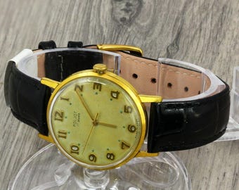 Poljot 2609 slim Ussr mens gold plated mechanical wristwatch. Export version