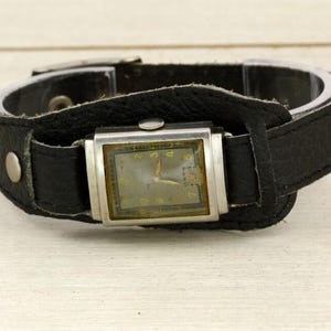 Vintage art deco ZENTRA 235 Swiss stainless steel unisex wristwatch tank case